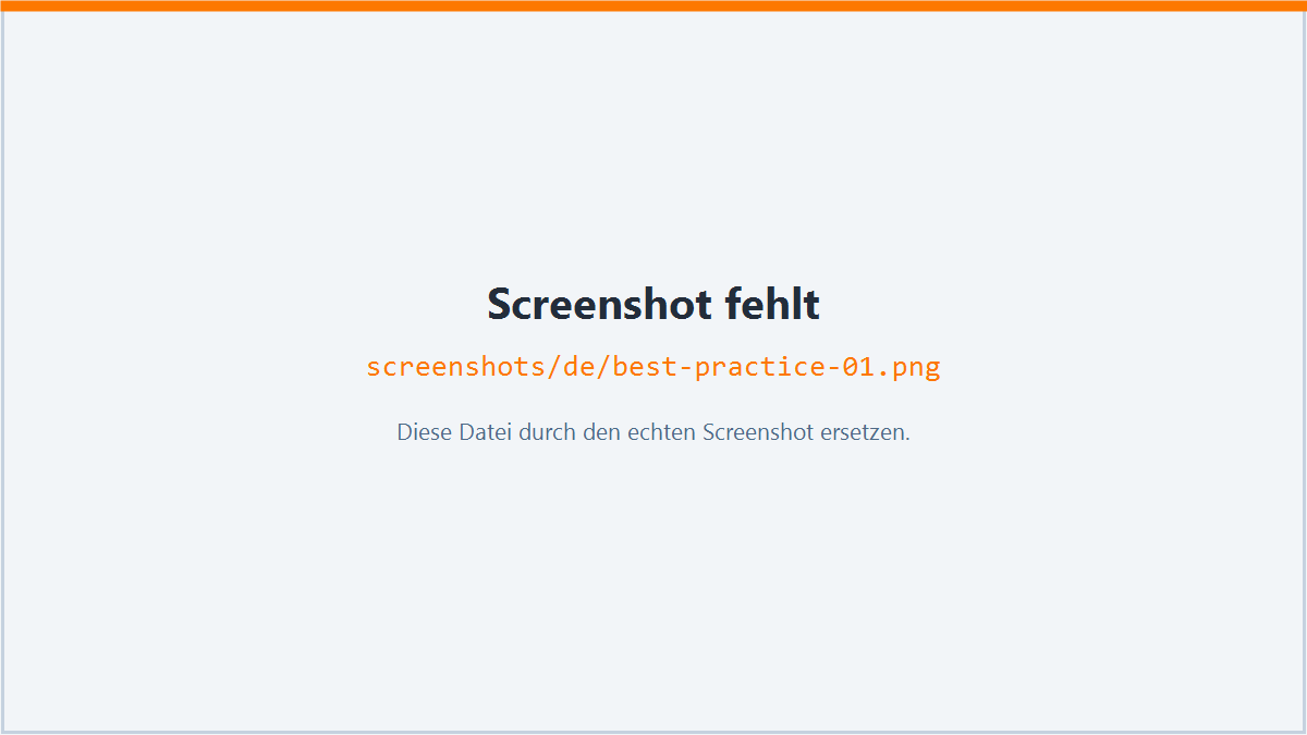 Screenshot: Best Practice