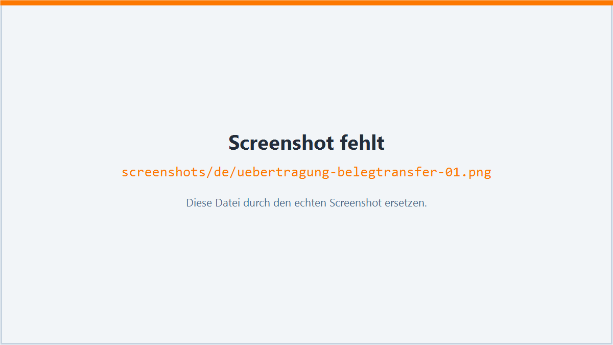 Ablage des Belegpakets für den Belegtransfer