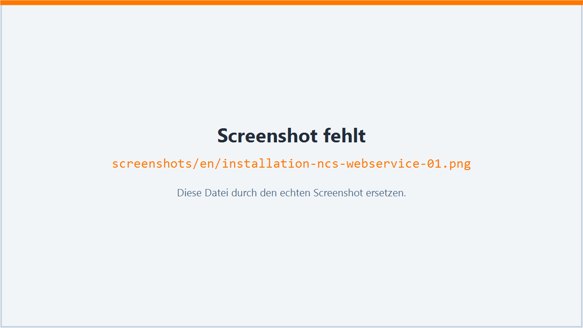 Screenshot: Install NCS-Webservice