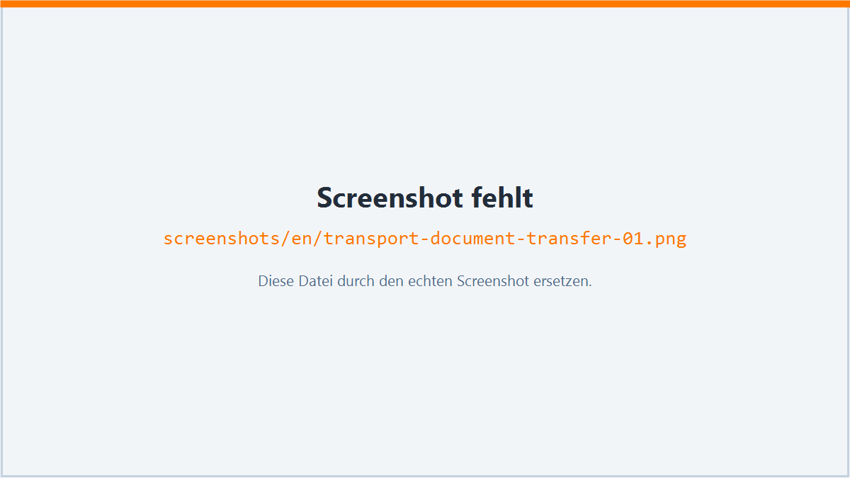 Document package placed for Belegtransfer